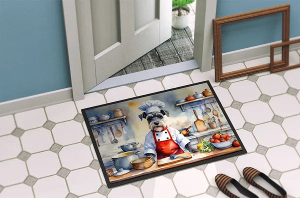Aeelleea Schnauzer Chef Doormat 18x27 Non Slip Washable Indoor Outdoor