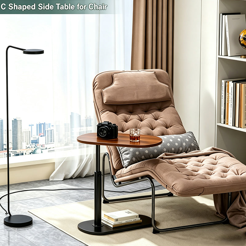 Adjustable Height C Shaped Side Table, 360° Swivel Rotating Tabletop Slide Under Sofa Bed Bathtub, Modern Small C End Table Couch Side Coffee Table