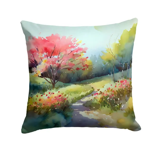 Aeelleea North Carolina Dogwoods Watercolor Pillow 18x18 Machine Washable Indoor Outdoor