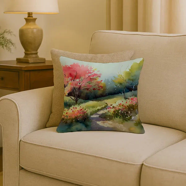 Aeelleea North Carolina Dogwoods Watercolor Pillow 18x18 Machine Washable Indoor Outdoor