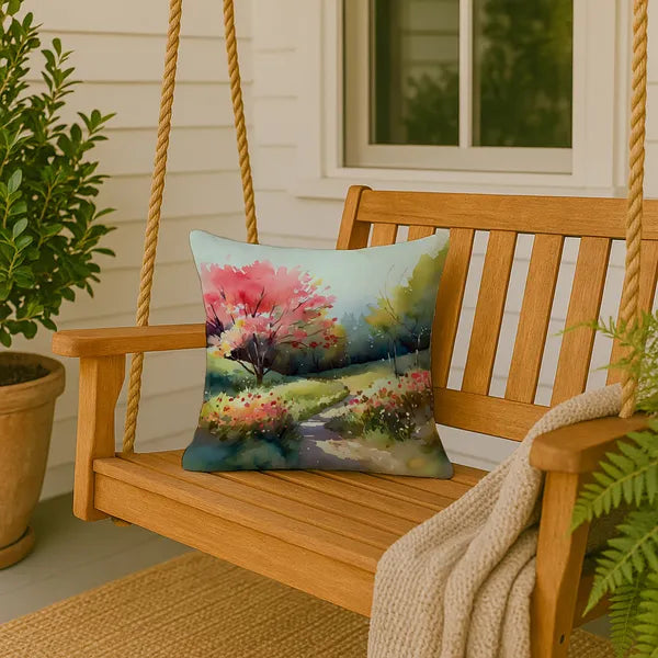 Aeelleea North Carolina Dogwoods Watercolor Pillow 18x18 Machine Washable Indoor Outdoor