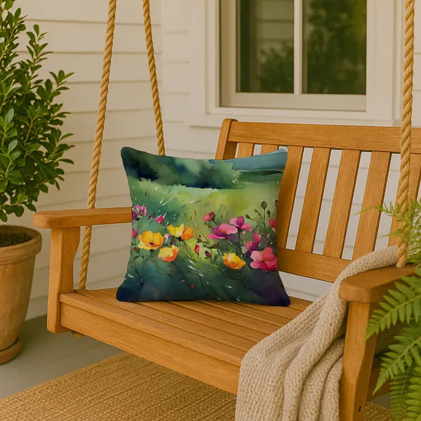 Aeelleea North Dakota Wild Prairie Roses Watercolor Pillow 18x18 Machine Washable