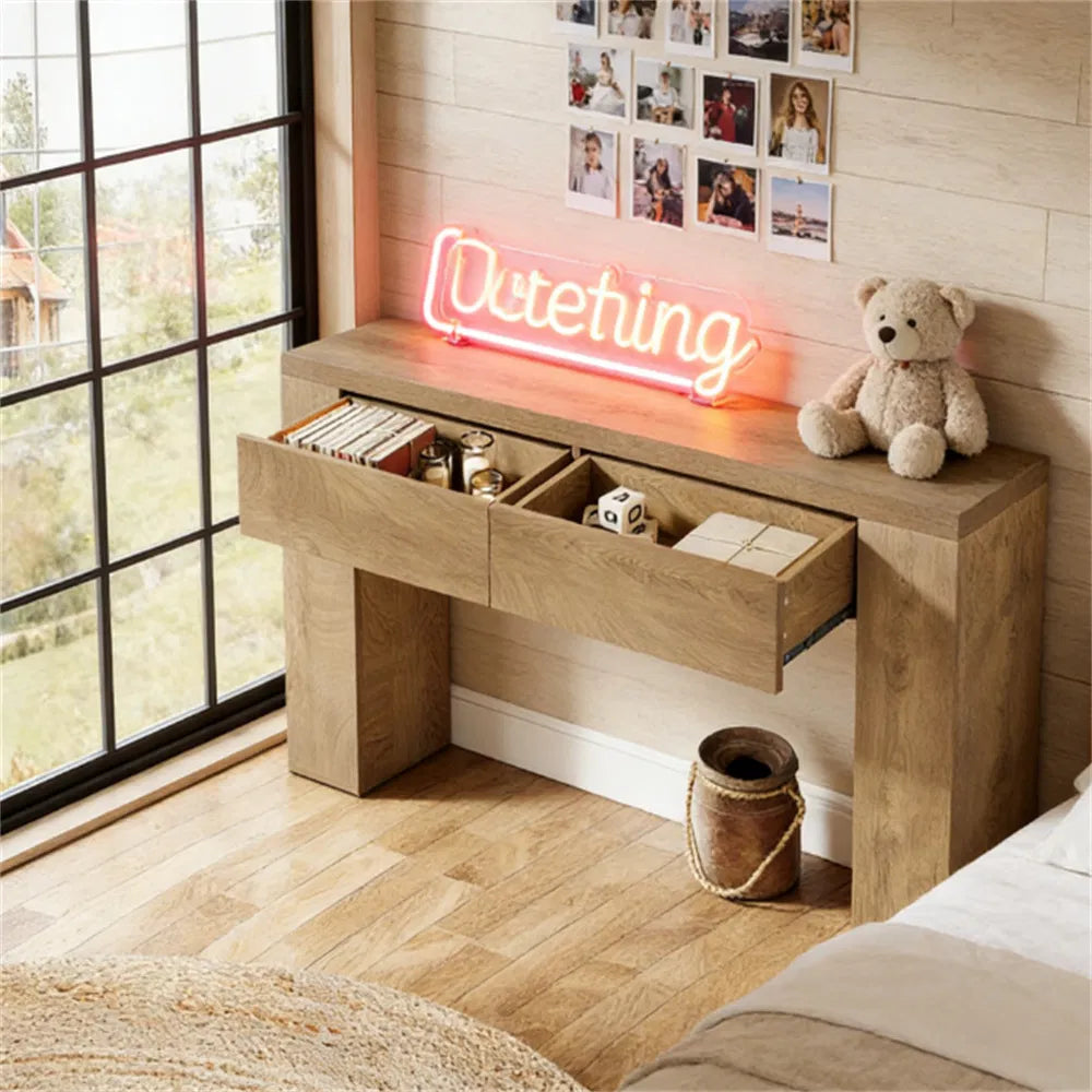 Console Sofa Table with Storage, Narrow Entryway Hallway Accent Table for Living Room Foyer