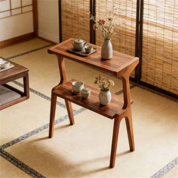 Aeelleea 2 Tier Console Table 27.56×11.81×26.38 Inch, Wooden Sofa Side Table with Storage Shelf, Narrow Entryway Table for Small Space