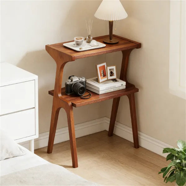 Aeelleea 2 Tier Console Table 27.56×11.81×26.38 Inch, Wooden Sofa Side Table with Storage Shelf, Narrow Entryway Table for Small Space