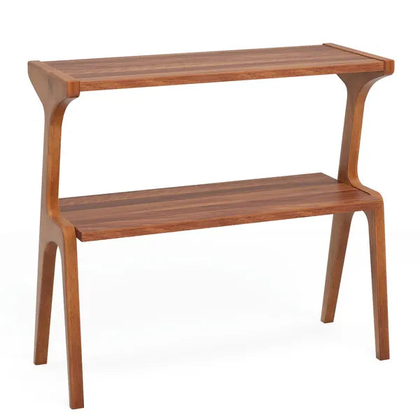Aeelleea 2 Tier Console Table 27.56×11.81×26.38 Inch, Wooden Sofa Side Table with Storage Shelf, Narrow Entryway Table for Small Space