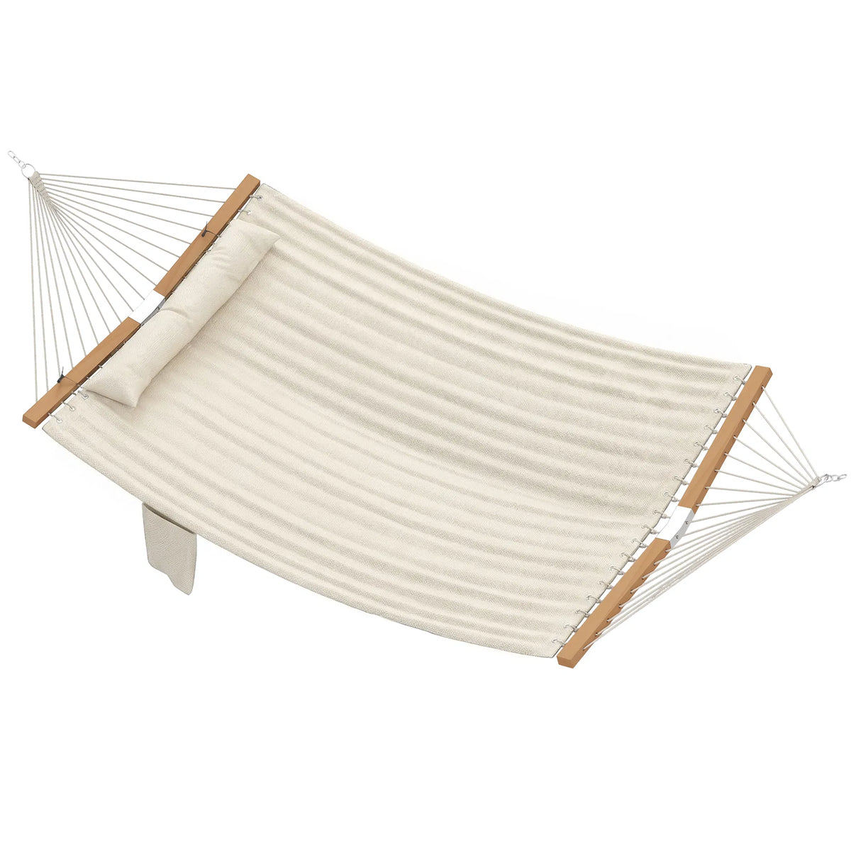 2‑Person Cream‑White Outdoor Hammock with Pillow & Pad, 440‑lbs Weight Capacity for Backyard Patio Camping