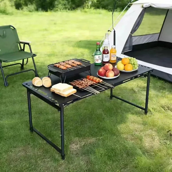 Fast Open Tactical Folding Table, Stainless Steel Portable Camping Picnic Multi-function Outdoor Table