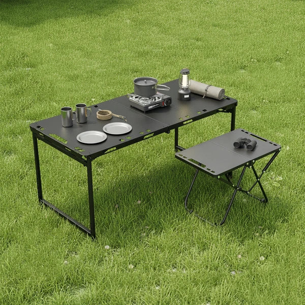 Fast Open Tactical Folding Table, Stainless Steel Portable Camping Picnic Multi-function Outdoor Table