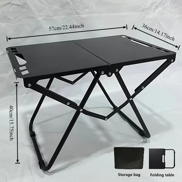 Aeelleea Stainless Steel Folding Camping Table Set, Quick-Open Portable Tactical Picnic Table Large & Small