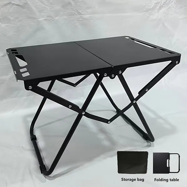 Aeelleea Stainless Steel Folding Camping Table Set, Quick-Open Portable Tactical Picnic Table Large & Small