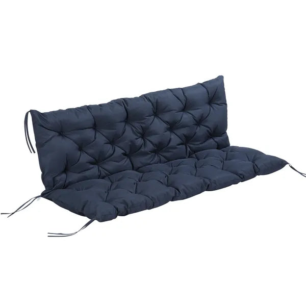 Aeelleea 3 Seater Bench Swing Cushion, Outdoor Replacement Seat Pads with Backrest, Dark Blue Patio Bench Cushion