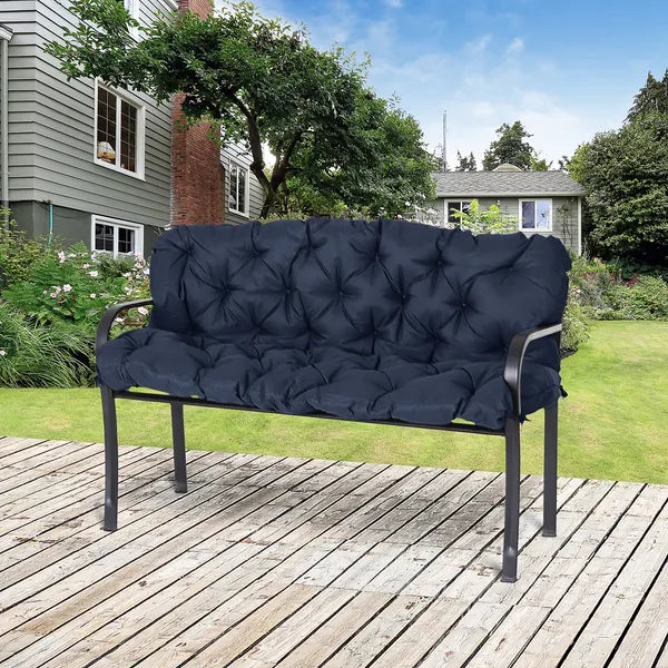 Aeelleea 3 Seater Bench Swing Cushion, Outdoor Replacement Seat Pads with Backrest, Dark Blue Patio Bench Cushion
