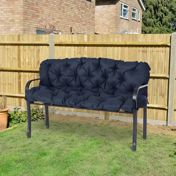 Aeelleea 3 Seater Bench Swing Cushion, Outdoor Replacement Seat Pads with Backrest, Dark Blue Patio Bench Cushion