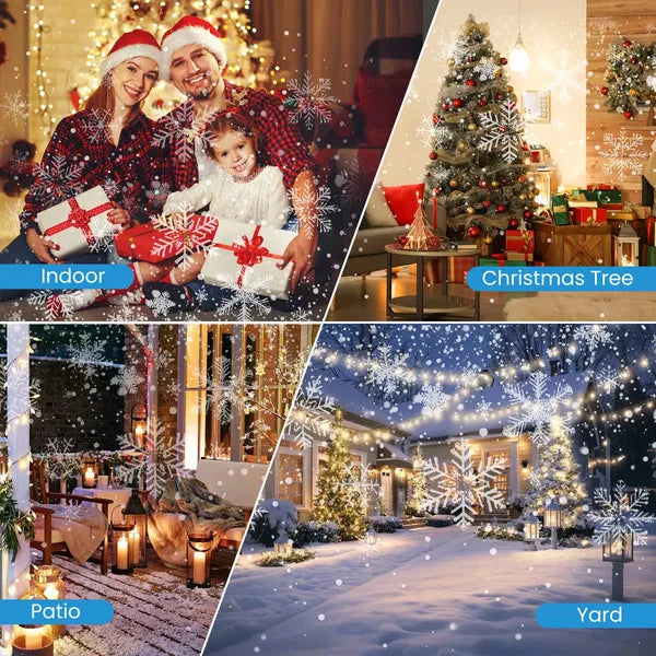 Aeelleea Dual-Head Snowflake Projection Light, IP44 Weather Resistant ABS Holiday Projector Lamp, Adjustable, Indoor Outdoor Christmas Decor