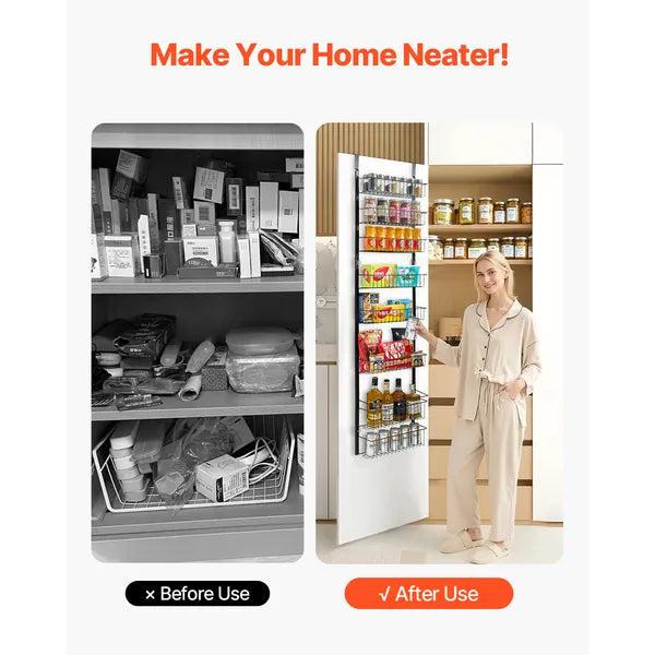 8-Tier Over The Door Pantry Organizer, Adjustable Metal Food Storage Rack, Hanging Spice & Food Storage Shelves for Kitchen`  >