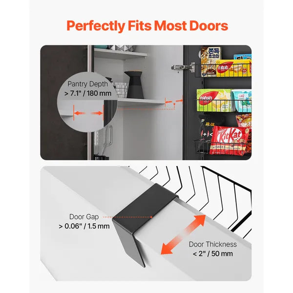 8-Tier Over The Door Pantry Organizer, Adjustable Metal Food Storage Rack, Hanging Spice & Food Storage Shelves for Kitchen`  >