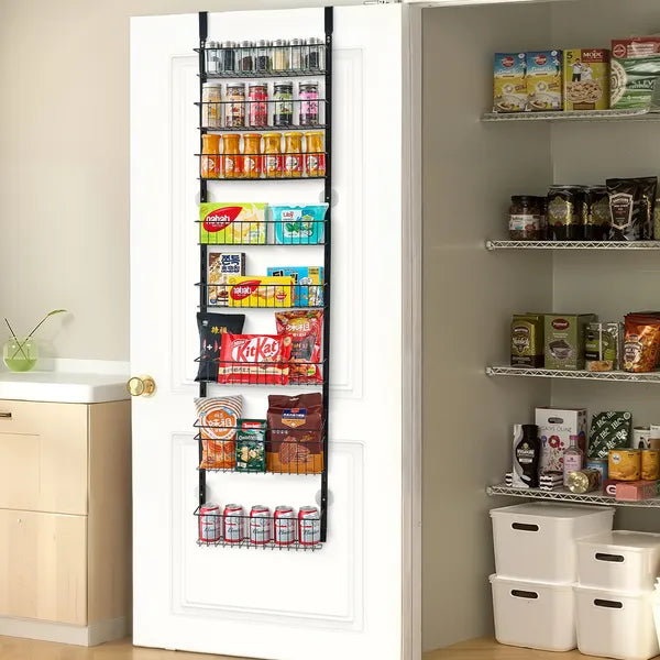8-Tier Over The Door Pantry Organizer, Adjustable Metal Food Storage Rack, Hanging Spice & Food Storage Shelves for Kitchen`  >