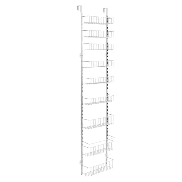 9-Tier Over the Door Pantry Organizer, Heavy Duty Steel Hanging Storage Rack, Adjustable Baskets for Kitchen Spice & Canned Food