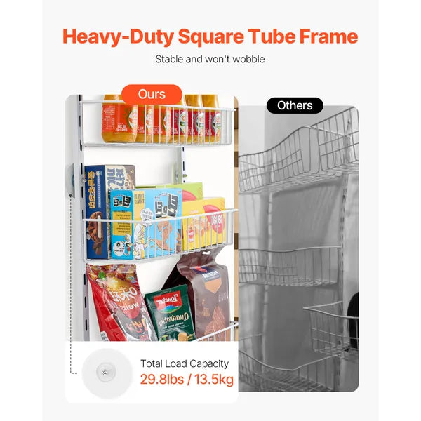 9-Tier Over the Door Pantry Organizer, Heavy Duty Steel Hanging Storage Rack, Adjustable Baskets for Kitchen Spice & Canned Food