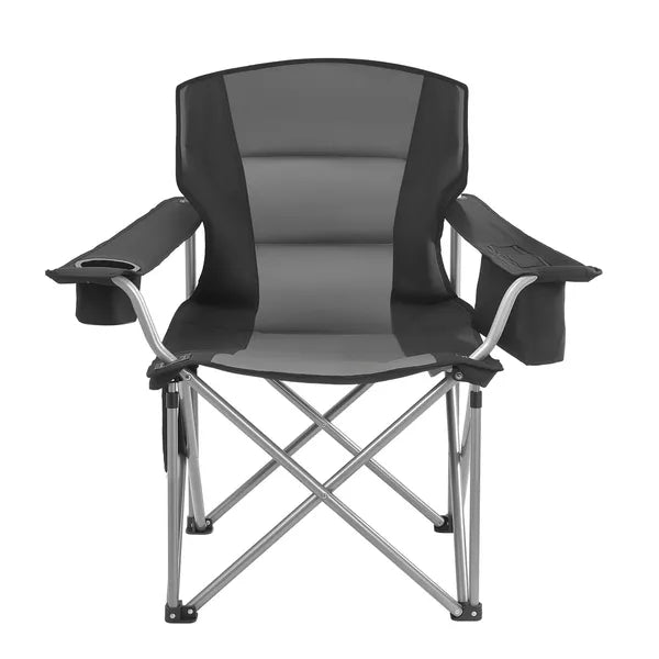 2 Pack Oversized Folding Camping Chair, 450lbs Weight Capacity, Padded Back & Armrest, Cup Holder Side Pocket, Cooler & Carry Bag for Outdoor Fishing