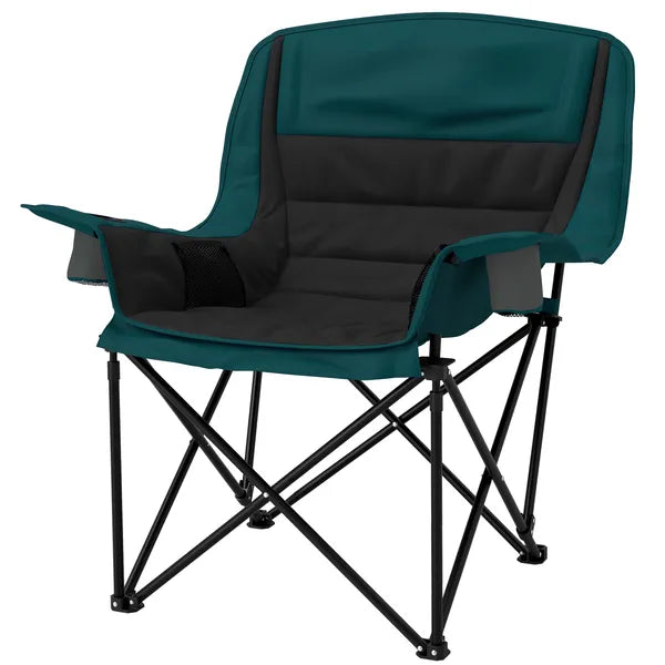 Aeelleea Folding Camping Chair, 39×28×40.6 Inch Portable Oversized Lawn Chair with Cup Holder, Side Pocket & Carry Bag for Outdoor, Black