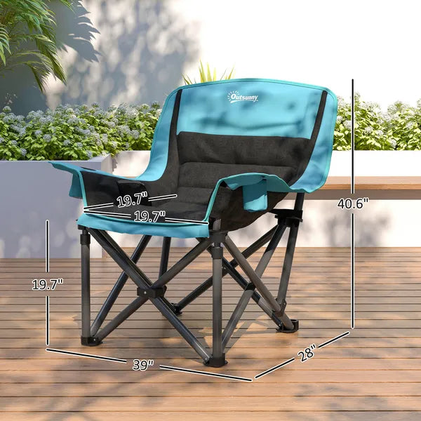 Aeelleea Portable Adult Folding Camping Chair, 39×28×40.6 Inch Heavy Duty Outdoor Chair with Cup Holder, Side Pocket & Storage Bag