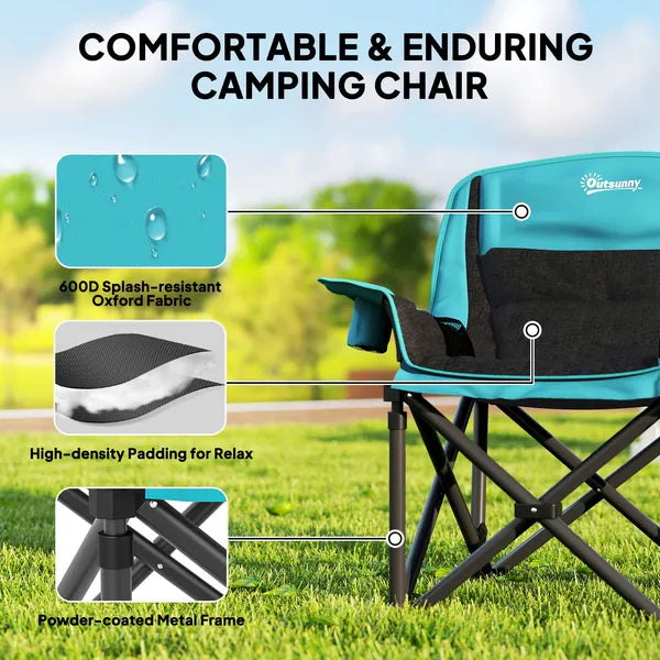 Aeelleea Portable Adult Folding Camping Chair, 39×28×40.6 Inch Heavy Duty Outdoor Chair with Cup Holder, Side Pocket & Storage Bag