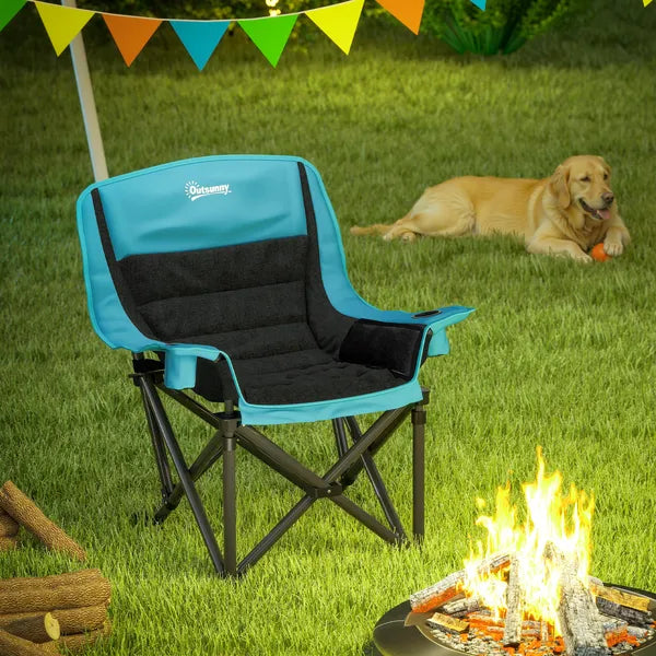 Aeelleea Portable Adult Folding Camping Chair, 39×28×40.6 Inch Heavy Duty Outdoor Chair with Cup Holder, Side Pocket & Storage Bag