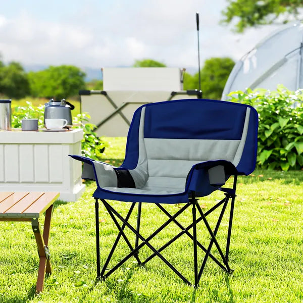 Aeelleea Folding Camping Chair, 39×28×40.6 Inch Portable Oversized Foldable Lawn Chair with Side Pocket, Cup Holder & Storage Bag for Outdoor Use