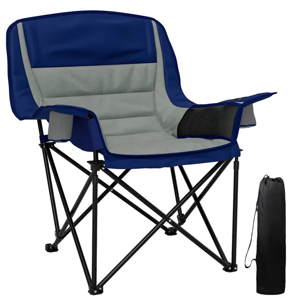 Aeelleea Folding Camping Chair, 39×28×40.6 Inch Portable Oversized Foldable Lawn Chair with Side Pocket, Cup Holder & Storage Bag for Outdoor Use