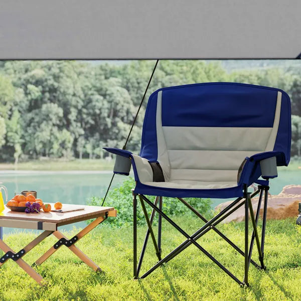 Aeelleea Folding Camping Chair, 39×28×40.6 Inch Portable Oversized Foldable Lawn Chair with Side Pocket, Cup Holder & Storage Bag for Outdoor Use