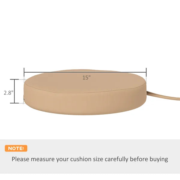 Round Outdoor Chair Cushions 15" x 2.8", High Resilience Foam Pads with Ties, Machine Washable Replacement Seat Cushions for Patio Garden Chairs