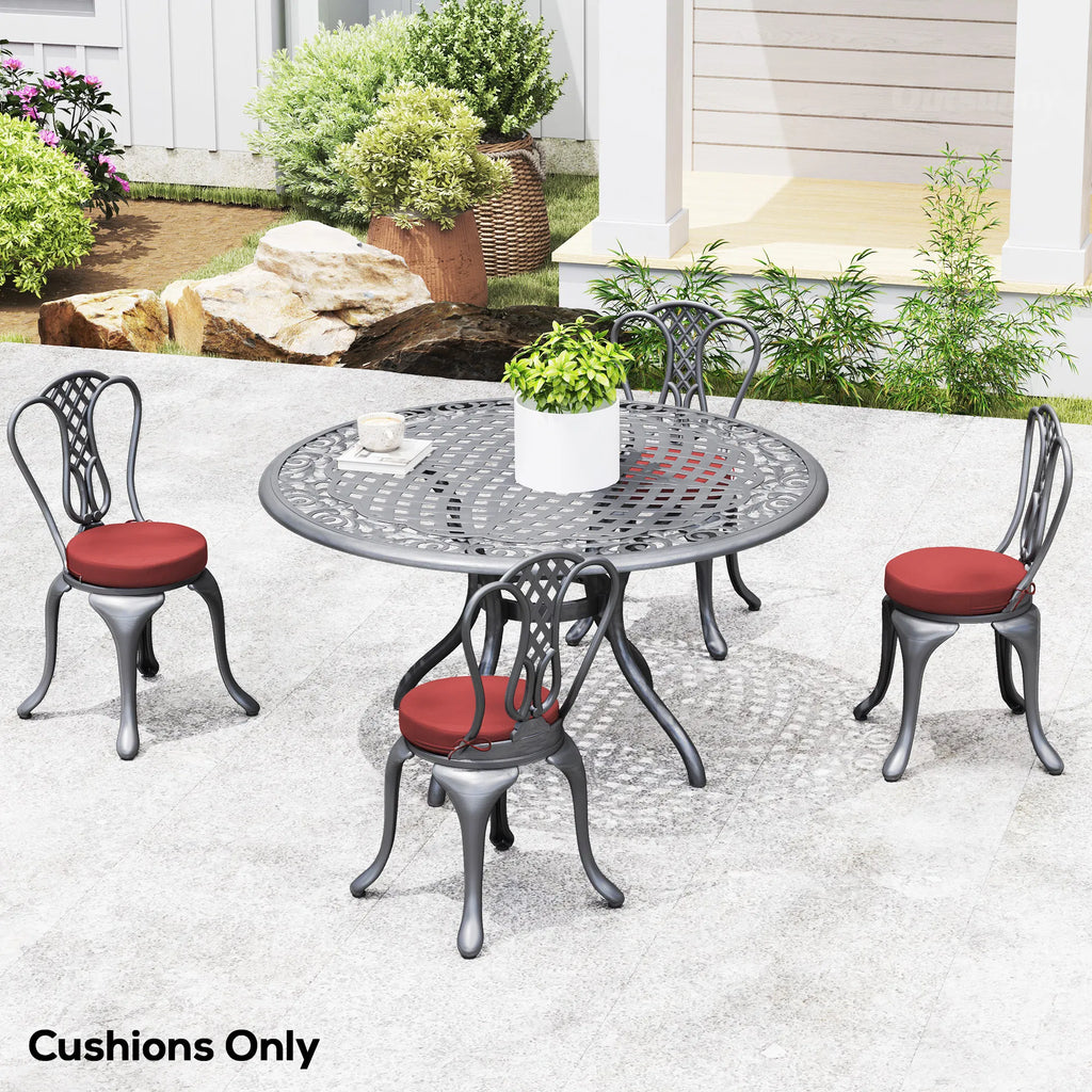 Outdoor Chair Cushions Set of 4, 15" Round Patio Seat Cushions with Machine-Washable Covers & Ties - Red
