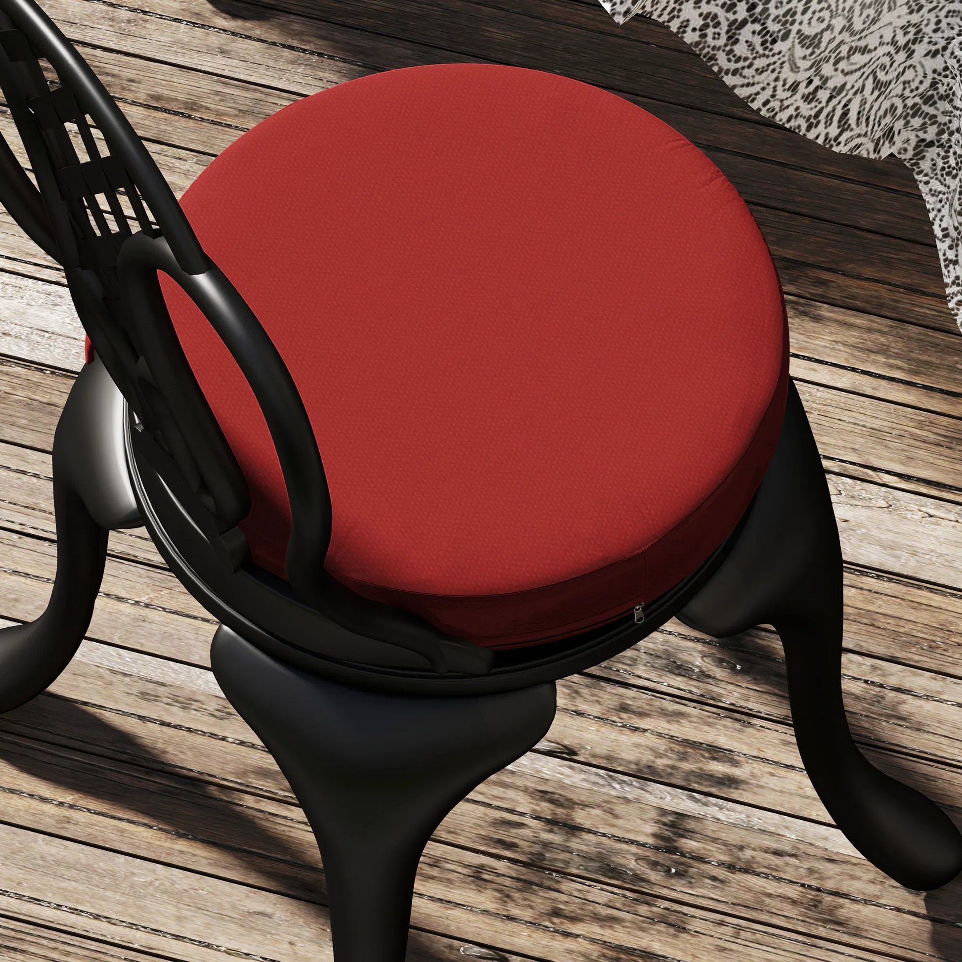 Outdoor Chair Cushions Set of 4, 15" Round Patio Seat Cushions with Machine-Washable Covers & Ties - Red