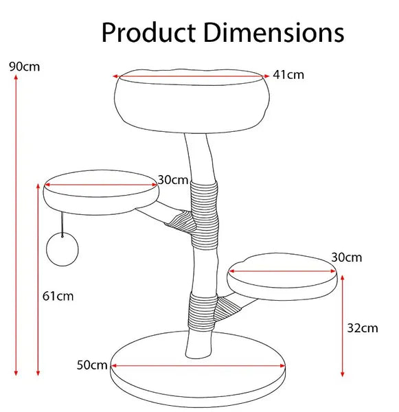 Pear Wood Cat Tree, Cat Perch with Natural Sisal Scratching Post, Modern Pet Cat Furniture for Indoor Cats
