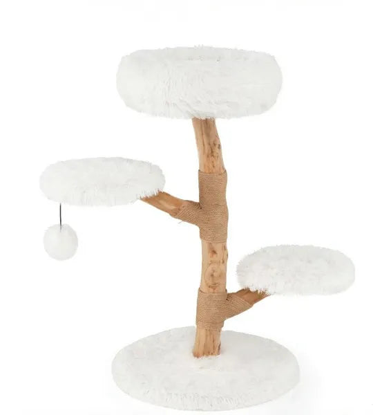 Pear Wood Cat Tree, Cat Perch with Natural Sisal Scratching Post, Modern Pet Cat Furniture for Indoor Cats