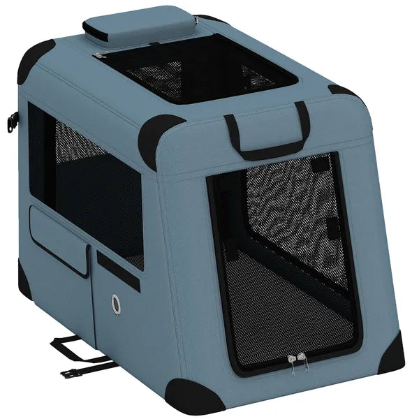 Aeelleea Collapsible Pet Travel Carrier, 27.2×17.7×18.1 Inch Soft Pet Crate, Removable Mat & Mesh Door, for Small Medium Dogs Cats, 44 Lbs Max Load