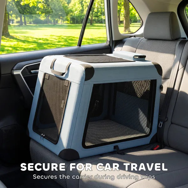 Aeelleea Collapsible Pet Travel Carrier, 27.2×17.7×18.1 Inch Soft Pet Crate, Removable Mat & Mesh Door, for Small Medium Dogs Cats, 44 Lbs Max Load