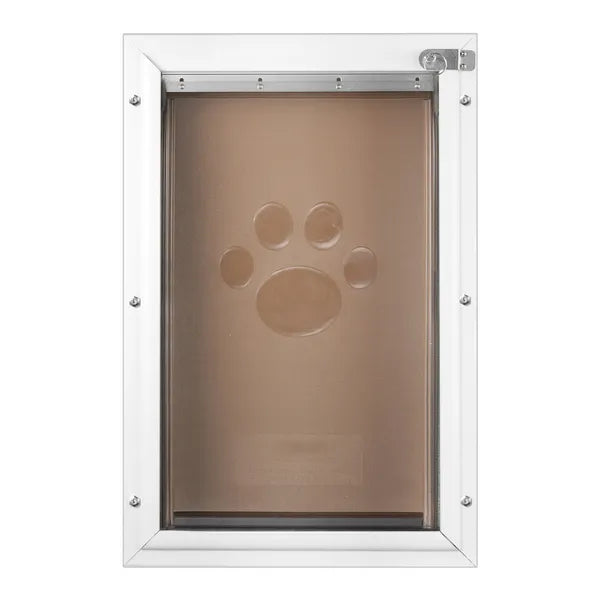 Aluminum Frame Pet Door 11.3"×16.02", Lockable Weatherproof Dog Cat Door, Magnetic PVC Flap, Easy Install for Interior Exterior Doors