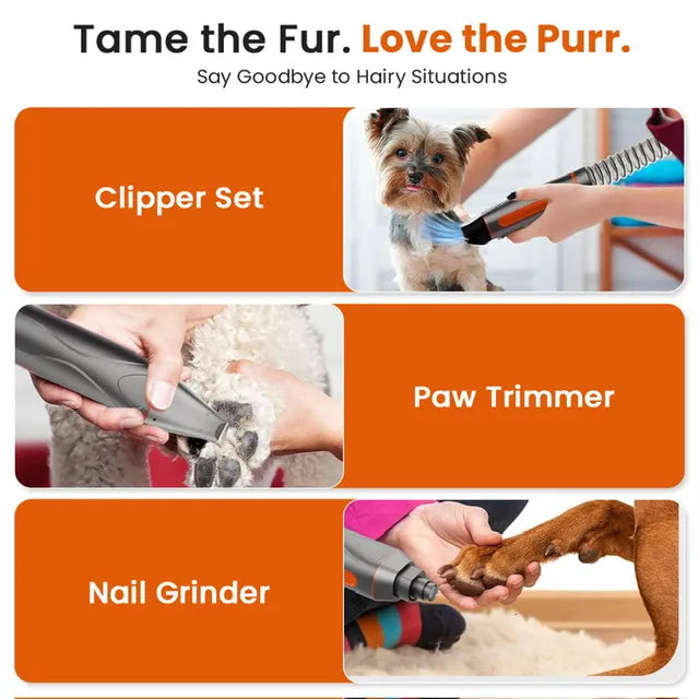 AEELLEEA Pet Grooming Vacuum Kit 7-in-1, Dog Cat Hair Clipper Nail Grinder & Blow Dryer, 10KPa 2.5L Cup, Low Noise, 6 lbs, 13.3x6x8.2 In