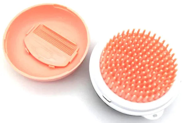 3-in-1 Portable Pet Grooming Brush & Comb Set, Dual-Sided Brush with Storage Case and Wrist Strap for Dogs & Cats, Orange