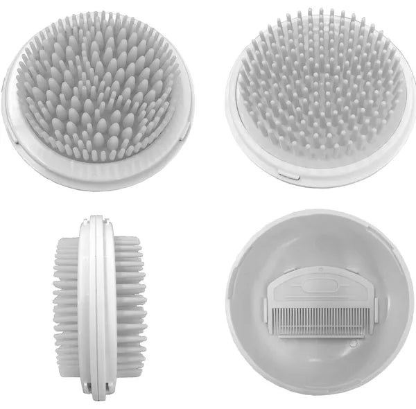 3-in-1 Portable Pet Grooming Brush & Comb Set, Dual-Sided Brush with Storage Case and Wrist Strap for Dogs & Cats, Gray