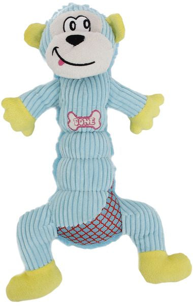 Plush Squeaky Monkey Dog Chew Toy, Corduroy Interactive Puppy Teething Toy, Durable Stuffed Pet Play Toy for Small Medium Dogs