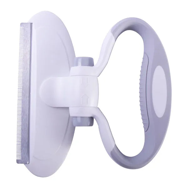 Pet Deshedding Grooming Comb with Swivel Handle, Stainless Steel Blade, Adjustable Grip, Lavender