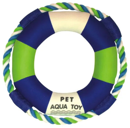 Floating Dog Water Toy, Life Preserver Shape Dog Toy with Rope Handles, Waterproof Interactive Tug Fetch Toy for Swimming Pool Lake Beach, Outdoor Pet Toy for Medium Large Dogs