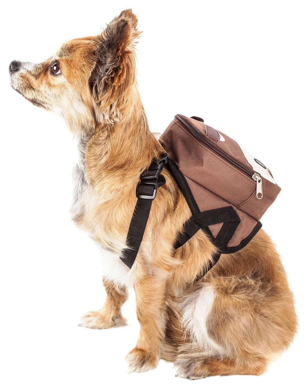 Dog Harness Backpack with Large Storage Pocket, Adjustable Straps, Breathable Mesh & Leash Ring - Brown