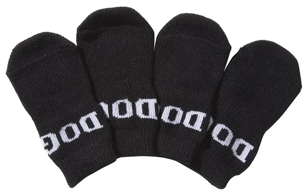 4-Pack Dog Socks with Non-Slip Paw Grips, Soft Stretch Pet Socks for Indoor Floors, Black