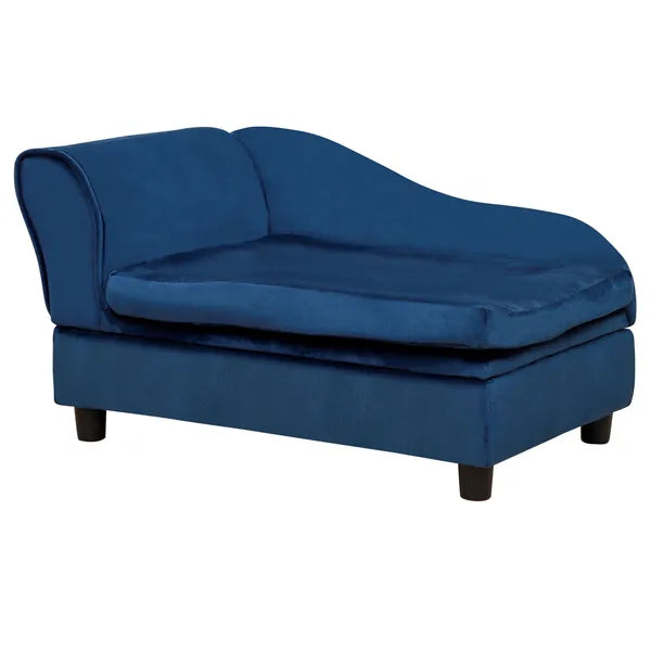 Pet Sofa Bed with Hidden Storage, Soft Foam Filling, Modern Pet Furniture for Cats & Small Dogs, Blue