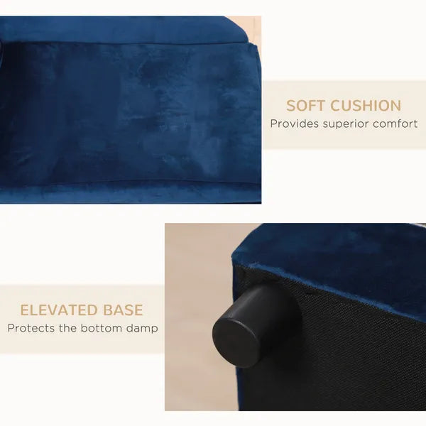 Pet Sofa Bed with Hidden Storage, Soft Foam Filling, Modern Pet Furniture for Cats & Small Dogs, Blue
